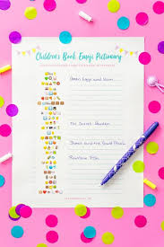 It features a print out with 10 emoji. 18 Printable Baby Shower Games Happiness Is Homemade