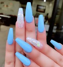 Skyblue Blue White Nails Lotd Summer Acrylic Nails Best Acrylic Nails Glamour Nails