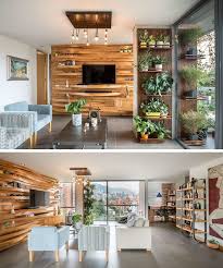 Home designing blog magazine covering architecture, cool products! A Wavy Wood Accent Wall Creates Multiple Shelves In This Apartment