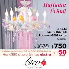 Haftanin Urunu 6 Kollu Renkli Gullu Avize 1070 Tl Yerine Sadece 750 Tl Ustelik Her 250 Tl Alisverisinize Ekstra 50 Tl Indirim Ht Avize Aydinlatmalar Lime