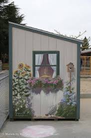Paint A Mural On Shed Looking Lovely Garden Mural Painted Shed Fence Art