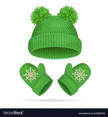Green Hat With A Pompom And Mitten Set Warm Clothing For Cold Vector Illustration Download A Free Previ Mittens Illustration Winter Wallpaper Jellyfish Craft