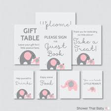 How to nest for less. Printable Elephant Baby Shower Table Signs Eight Signs Welcome Sign Favors Sign Etc Instant Download Pink And Gray Signs 0024 P Elephant Baby Shower Boy Baby Shower Signs Baby Shower Table