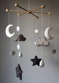 baby mobile stars moons and clouds nursery decoration grey etsy diy baby mobile baby mobile baby decor