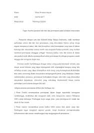 Kelima, peran wanita dalam masyarakat dan bangsa. Tugas Peranan Gender