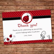 Personalized Any Wording Red Black Thank You Card Little Etsy Graduation Thank You Cards Ladybug Birthday Party Thank You Card Design