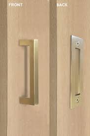 Satin brass shower door hardware. Barn Door Pull And Flush Rectangular Door Handle Set