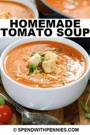 I love using whole peeled tomatoes or crushed tomatoes. Homemade Tomato Soup Fresh Tomatoes Easy Fast Spend With Pennies