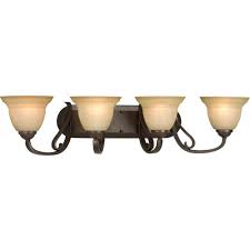 Progress Lighting Torino 4 Light Forged Bronze Bathroom Vanity Light With Glass Shades P2884 77 The Home Depot
