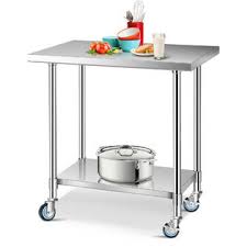Finding the right work tables for your business is pivotal to your kitchen's efficiency. Costway 30 X 48 Stainless Steel Commercial Nsf Kitchen Prep Work Table W 4 Wheels Home