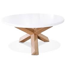 La table basse ronde convient particulièrement si votre entreprise reçoit des jeunes enfants ou des personnes ayant des difficultés à se déplacer. Table Basse De Salon Ronde Marvel Blanche Et Chene Massif