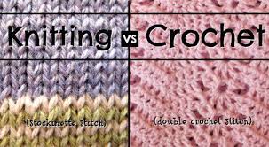 Knit Vs Crochet Stockinette Knitting Stitch And Double Crochet Stitch Comparison Crochet Stitches Double Crochet Stitch Knitting Stitches