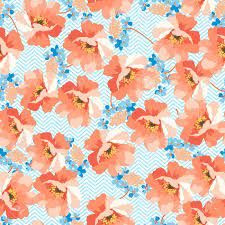 Chevron patterns from hg designs. Seamless Floral Patter With Blue And Coral Flowers On Chevron Royalty Free Cliparts Vectors And Stock Illustration Image 49439444