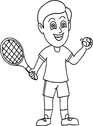 Awesome Oy Holding A Tennis Racquet And Tennis Ball Ready To Play Coloring Page Oyun Eglence
