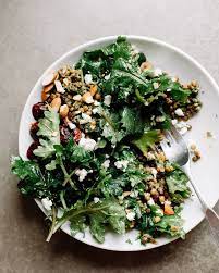 Baby Kale Salad With Cherries Marinated Lentils Goat Cheese Sprouted Kitchen Recipe Baby Kale Salad Kale Salad Baby Kale