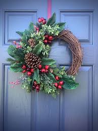 Pinecone Wreaths Winter Door Wreaths Green Red Winter Decor Grapevine Wreaths Winter Christmas Wreaths Couronne Noel Decoration Noel Deco Noel