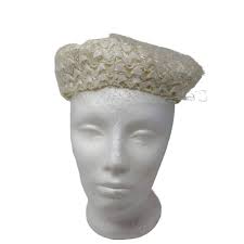 Vintage Desi White Lace Lady's Hat + Marche VTG Hat Box Flapper Art Deco
