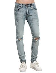 Men S Ripped Destroyed Holes Jeans Skinny Distressed Slim Fit Demin Pants Type 1 Light Blue C512ntz0g0z Jeans Outfit Men Mens Jeans Slim Mens Jeans
