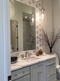Hang Pendants On Each Side Of Sink Instead Of Single Over Mirror Sconce Chic Bathrooms Lighted Bathroom Mirror Bathroom Lighting