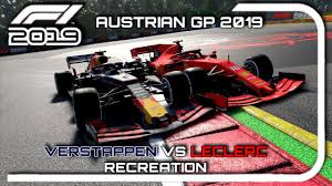 Nono appuntamento del mondiale e seconda pole position in carriera per charles leclerc che scatterà davanti a tutti con la ferrari. F1 2019 Recreation Verstappen Vs Leclerc Austria 2019 Youtube