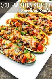 Southwestern Stuffed Zucchini Boats Zucchini Boat Recipes Recipes Vegetarian Recipes