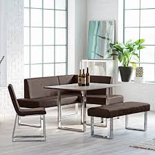 Kitchen Nook Dining Set With Bench Chair Table With Chrome Legs Seats Up To 6 People Fresh Mod Breakfast Nook Furniture Dining Table With Bench Nook Dining Set