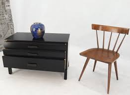 Top drawer features cedar lining. Black Lacquer Three Drawers Brass Pulls Bachelor Chest Nightstand Harvey Probber For Sale At 1stdibs