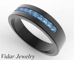 Mens Black And Blue Wedding Band Unique Wedding Band For Men Black Gold Wedding Ring Blue Etsy Black Gold Wedding Black Gold Ring Black Wedding Rings