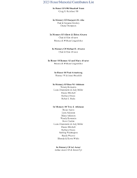 2023 Honor/Memorial Contributors List