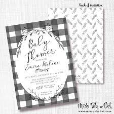 Black White Buffalo Check Shower Invitation Printable Etsy Plaid Baby Shower Invitations Plaid Baby Shower Bridal Shower Invitations Printable