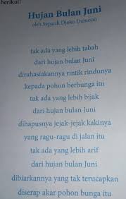 Pahami Kembali Sebuah Puisi Hujan Bulan Juni Sebut Tulis Kembali Kata Kata Yang Brainly Co Id