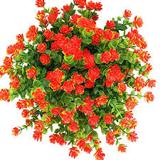 So should you be looking for artificial trailing plants for outside your premises or property, look no. E Hand Artificial Flowers Outdoor Red Orange Uv Resistant Plants Plastic Fake Window Box Wholesale 4pcs Buy Online In Bahamas At Bahamas Desertcart Com Productid 73472665