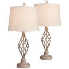 Gzbtech farmhouse living room lamp set of 3, 110v 2 table lamps & 1 floor lamp matching set, rustic hand scroll style 3 fabric lamps with sturdy metal base in black finish for home office desk 4.5 out of 5 stars 154 Annie Sand Iron Scroll Table Lamps Set Of 2 84p56 Lamps Plus