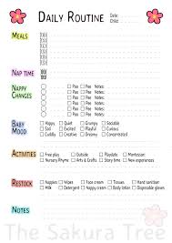 Toddler daily take home sheets and daycare infant daily report form. Free Printable Daily Routine The Sakura Tree Printables