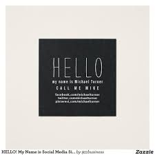 Hello My Name Is Black White Elegant Business Card Template Social Media S Square Business Cards Design Agency Business Cards Creative Agency Business Card