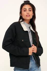 Jeanne Black Sherpa Trucker Jacket Trucker Jacket Boyfriend Jacket Jackets