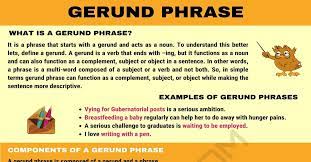 Let's go back to the definition of a gerund for a moment. Gerund Phrase Definition Components And Examples Of Gerund Phrase 7esl