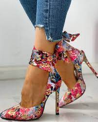 Buy women's floral patterned heels and get the best deals at the lowest prices on ebay! Floral Print Tied Ankle Thin Heels Heels Ankle Heels Footwear Design Women