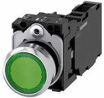 SIEMENS Illuminated Push Button: Illuminated, Flush Profile, Non-Metallic,  22 mm, 1NO/1NC