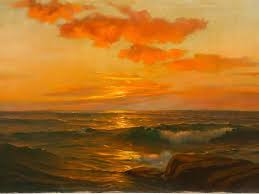 Sold at Auction: Adelaide Brooks Johnson 1877-1959 , Adelaide Brooks  Johnson 1877-1959 19th Century Sunset Seascape Woman Artist Oil Painting