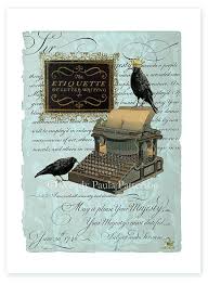Vintage Typewriter And Crow Print The Etiquette By Cafebaudelaire Vintage Collage Vintage Scrapbook Vintage Paper