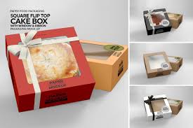 Download Square Flip Top Cake Box Packaging Mockup By Inc Design Studio Thehungryjpeg Com