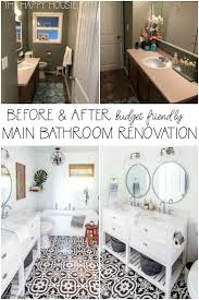 Finish off the shower with a sleek glass door to strut your shower's new style. Fresh Modern Main Bathroom Renovation On A Big Box Store Budget The Happy Housie On The Bathroom Renovation Diy Bathroom Makeover Bathroom Renovation Diy