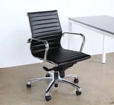 Black pu leather high back office chair executive task ergonomic computer desk. Eames Style Mid Back Black Desk Chair