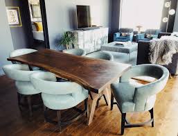 Live Edge Black Walnut Custom Table Lee Industries Dining Chairs In A Faux Leather Wall Color Is Ben Moore Baby Seal Black Custom Table Dining Dining Chairs