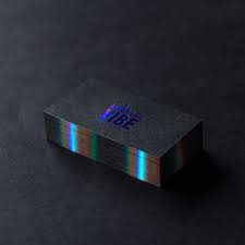 These holographic cards help distinguish you and grab prospects' attention. Holographic Foil Edge Business Card Design Black Graphic Design Business Card Elegant Business Cards Design