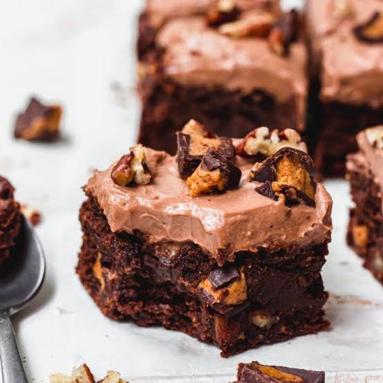 Pecan Peanut Butter Cup Frosted Brownies