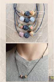 Diffuser Necklace Made With Natural Stones Lava Rock Choker Waterproof Cord Mens Choker Womens Choker Casual Unisex Design Diffuser Necklace Necklace Essentials Lava Bead
