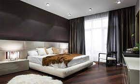 The 1960 floor lamp is by carl fagerlund for orrefors, the 1970 ceiling light is by angelo brotto for esperia, the rug is by mitchell denburg, and the walls are painted in pavilion gray by. 15 Dark Wood Flooring In Modern Bedroom Designs Home Design Lover
