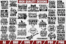 This free online service allows to convert your svg images to separate pdf files or to merge them together in one pdf file. Teacher Bundle Svg 34 Designs Cut File Dxf File Eps 493077 Cut Files Design Bundles